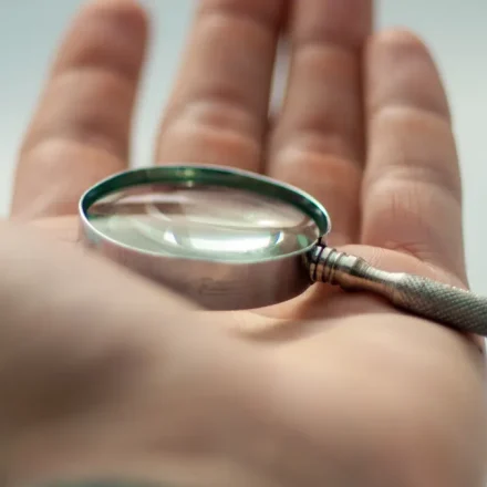 hand holding a magnifying glass